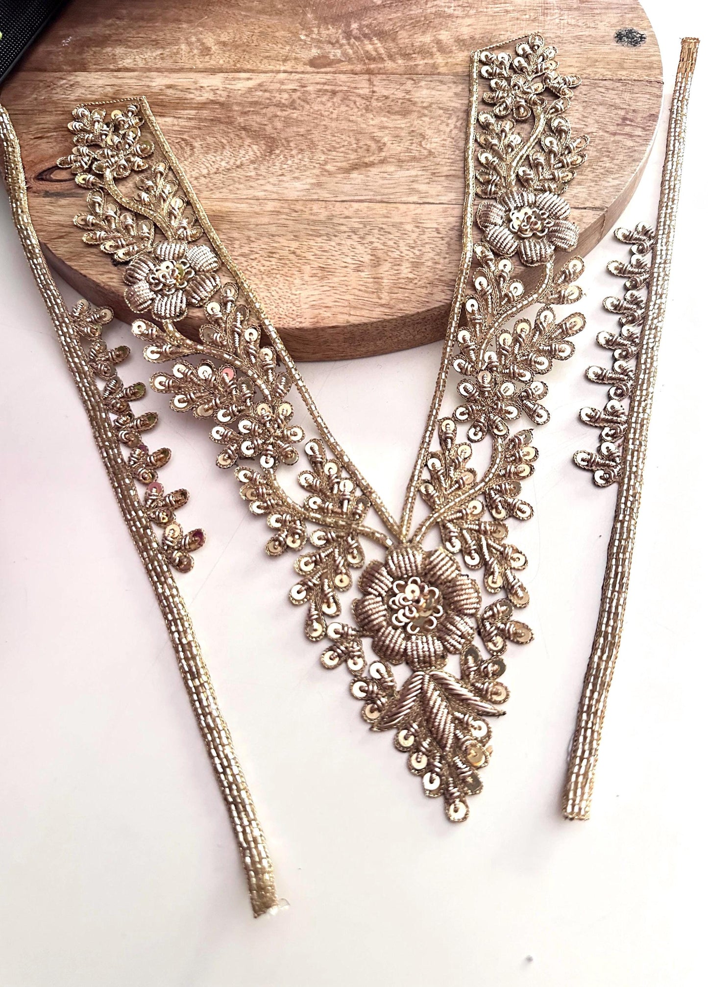 Handmade Gold Floral Applique