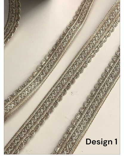 Gold Metallic Pearl Decorative Ribbon Beaded Embroidered Lace for Sewing Costume Embellishment Ribbon Wedding Dress Trim Decor & DIY Craft