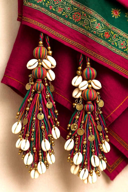Handmade Cowrie Shell Tassel: Colorful Boho Macrame Accessory