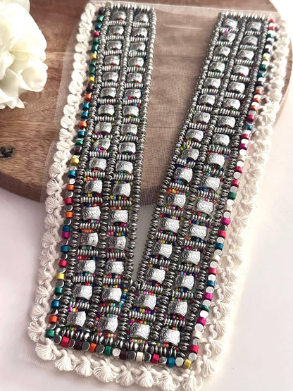 Tribal Boho Beaded Neck Patch Metal Applique