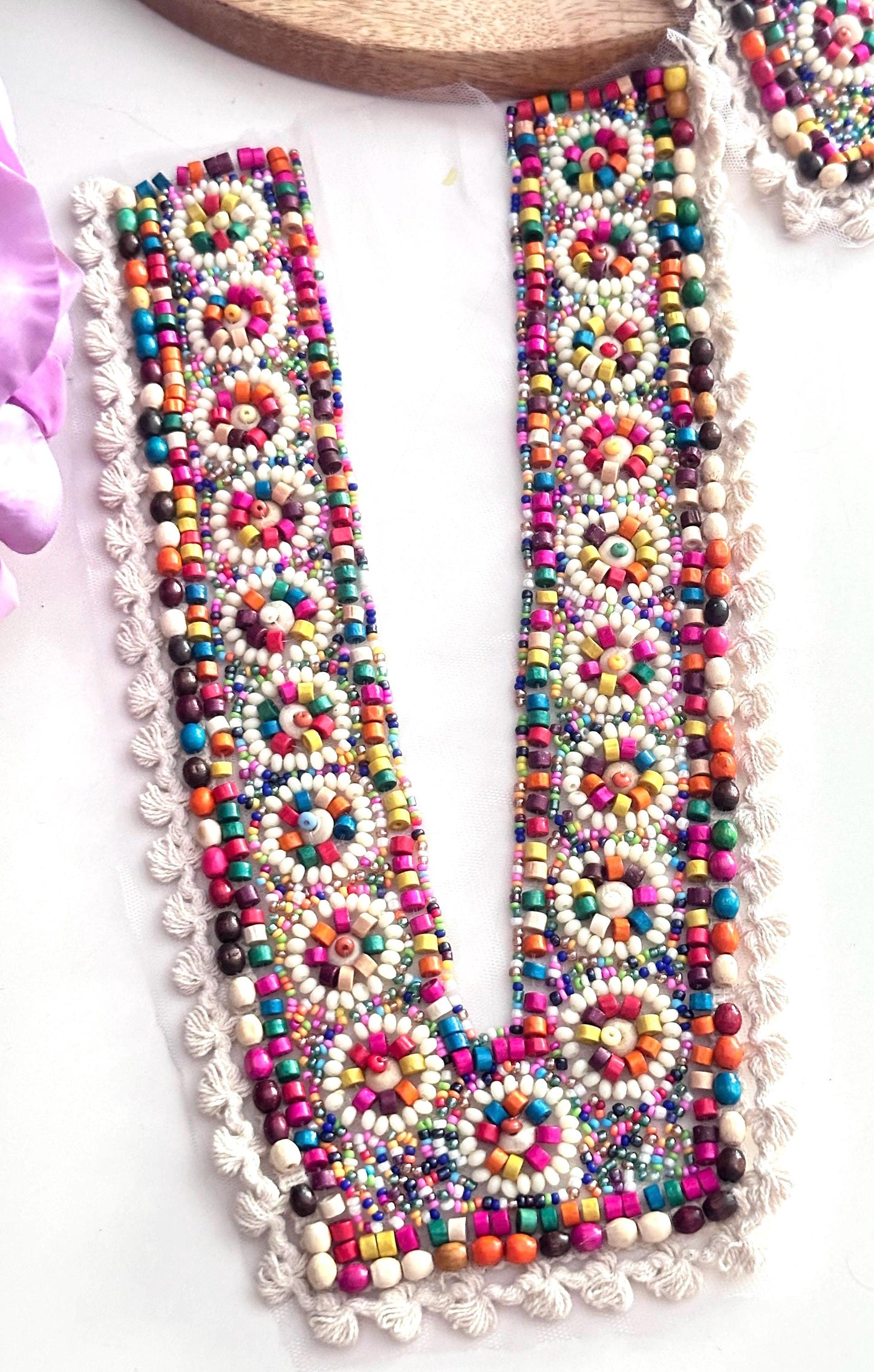 Hand Beaded Tribal Neckline Patch