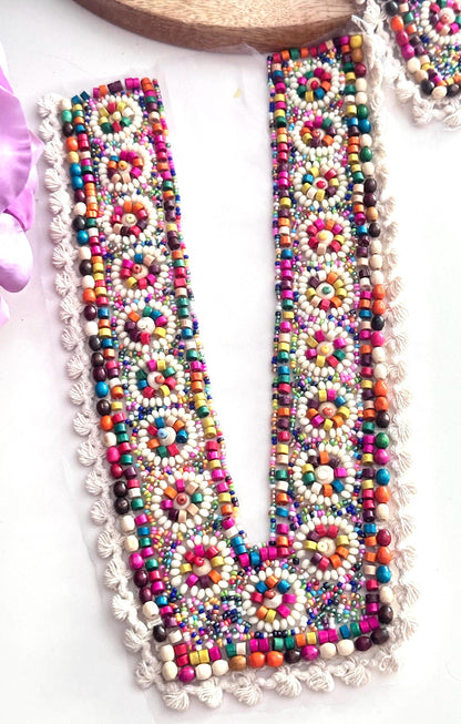Hand Beaded Tribal Neckline Patch