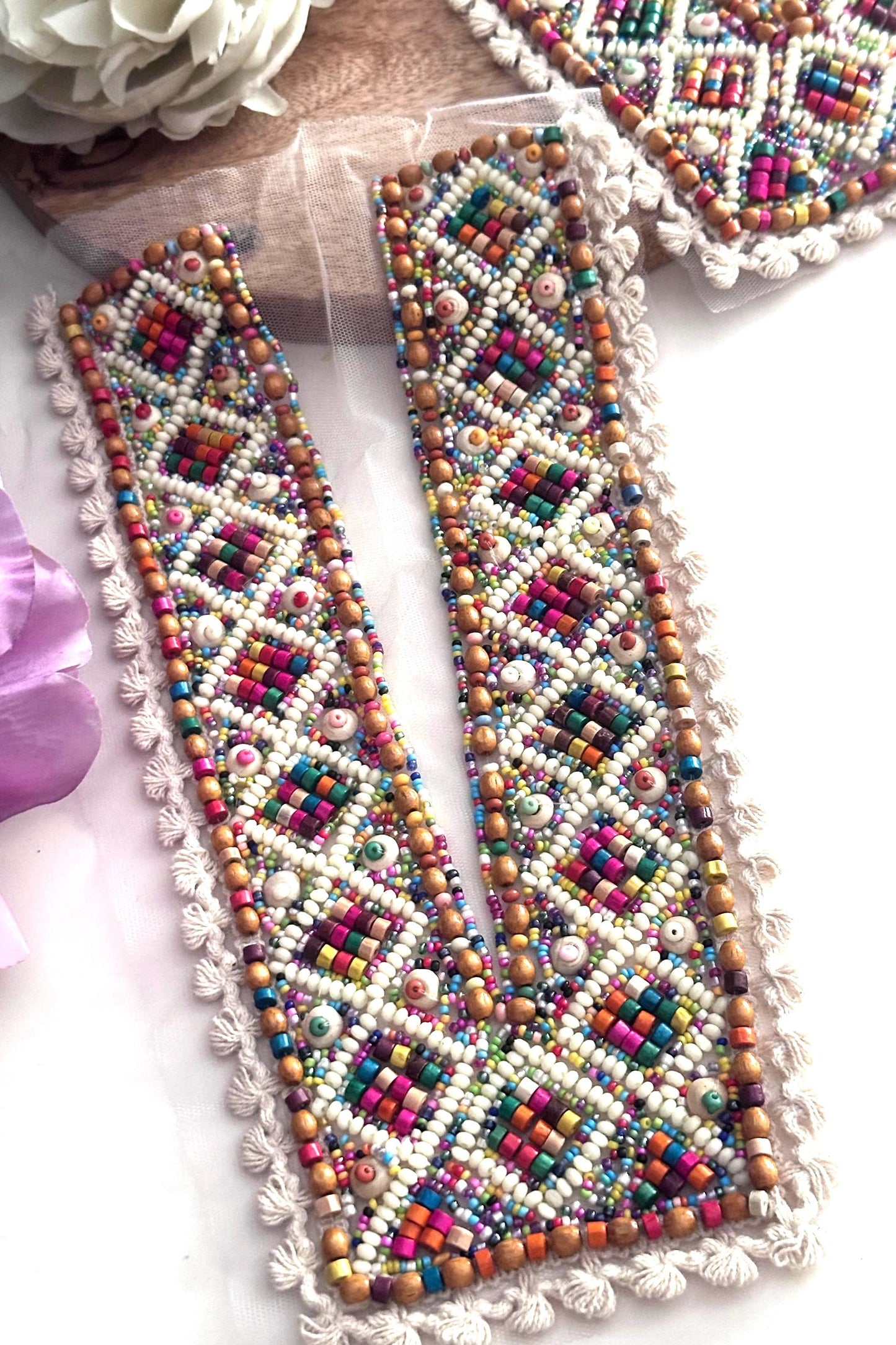Colorful Beaded Neck Applique