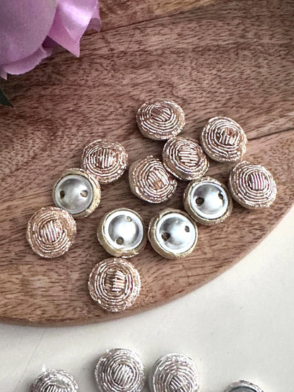 Hand Embroidered Metallic Dome Buttons