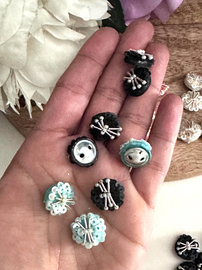 Hand Embroidered Sequin Dome Buttons Applique