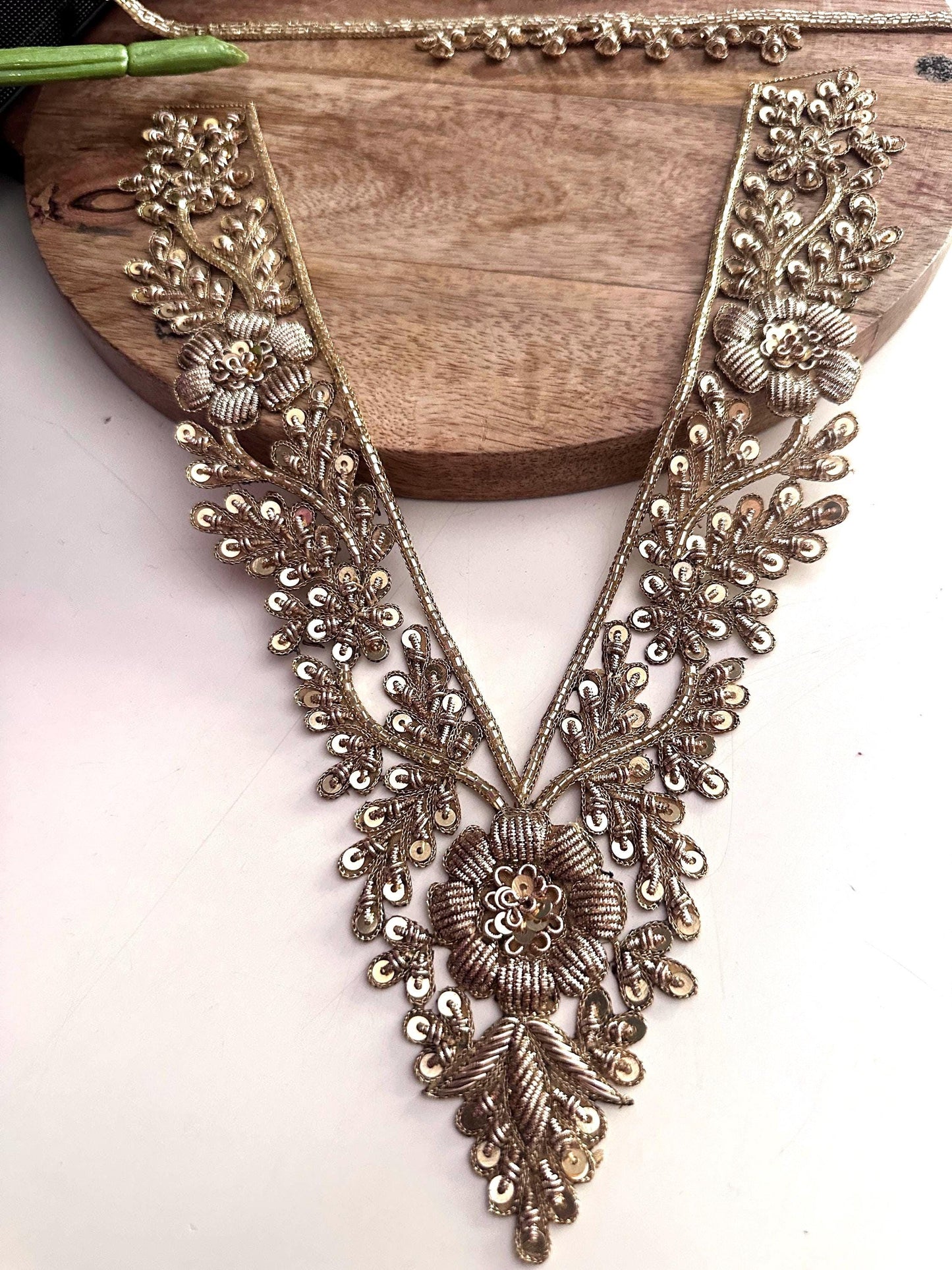Handmade Gold Floral Applique