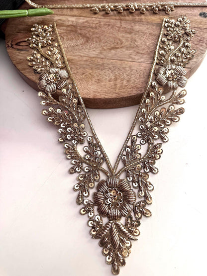 Handmade Gold Floral Applique