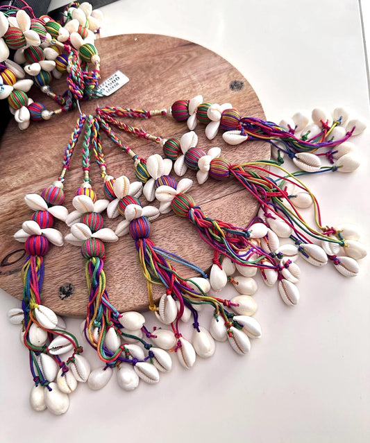 Handmade Cowrie Shell Tassel: Colorful Boho Macrame Accessory