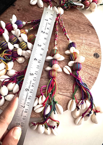 Handmade Cowrie Shell Tassel: Colorful Boho Macrame Accessory