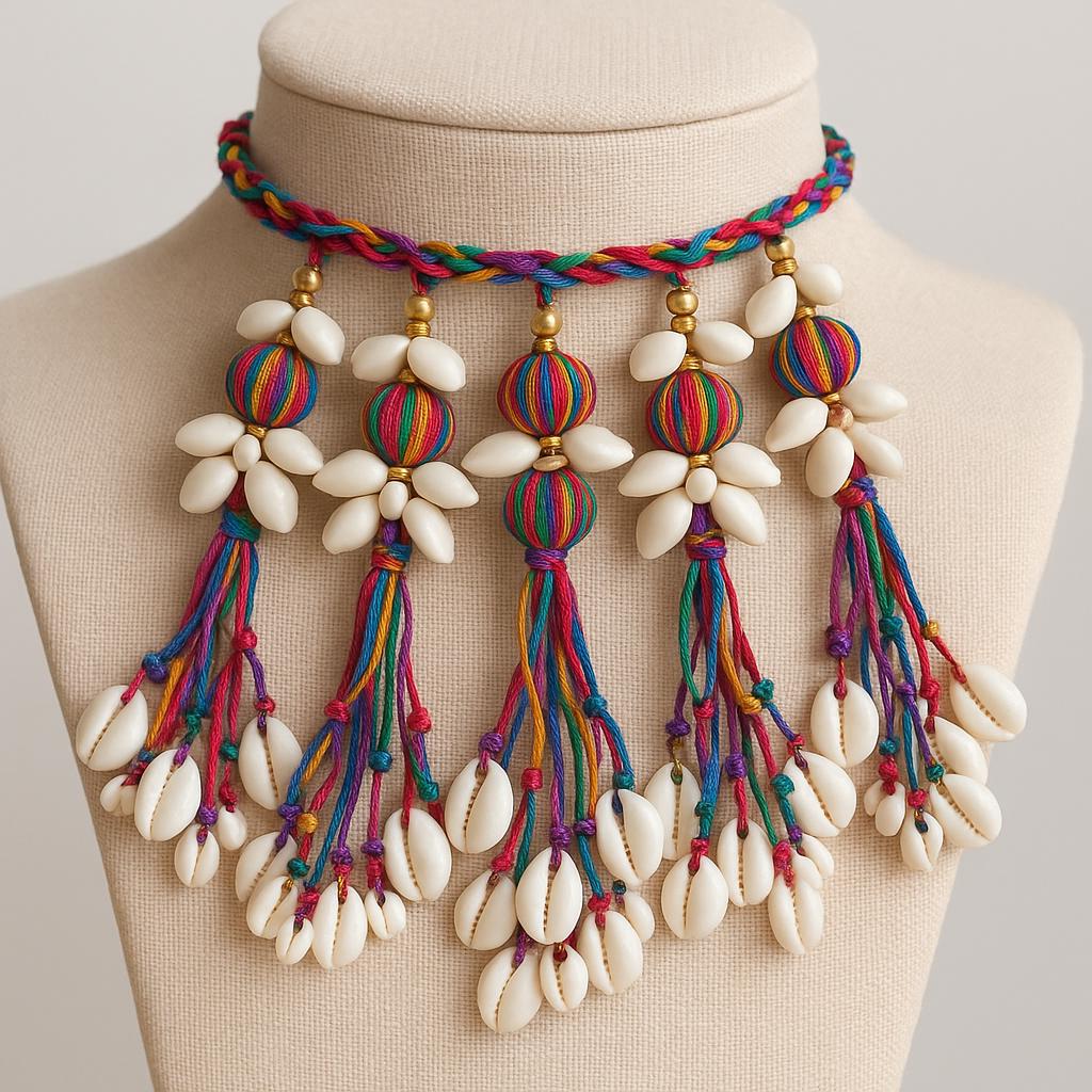Handmade Cowrie Shell Tassel: Colorful Boho Macrame Accessory