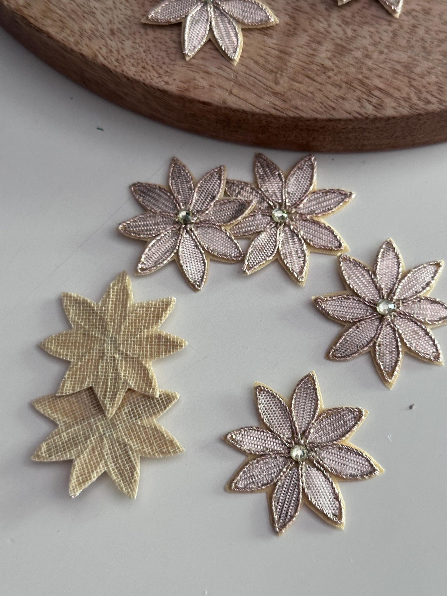 Gold Gota Trim Lace Flower Appliqué