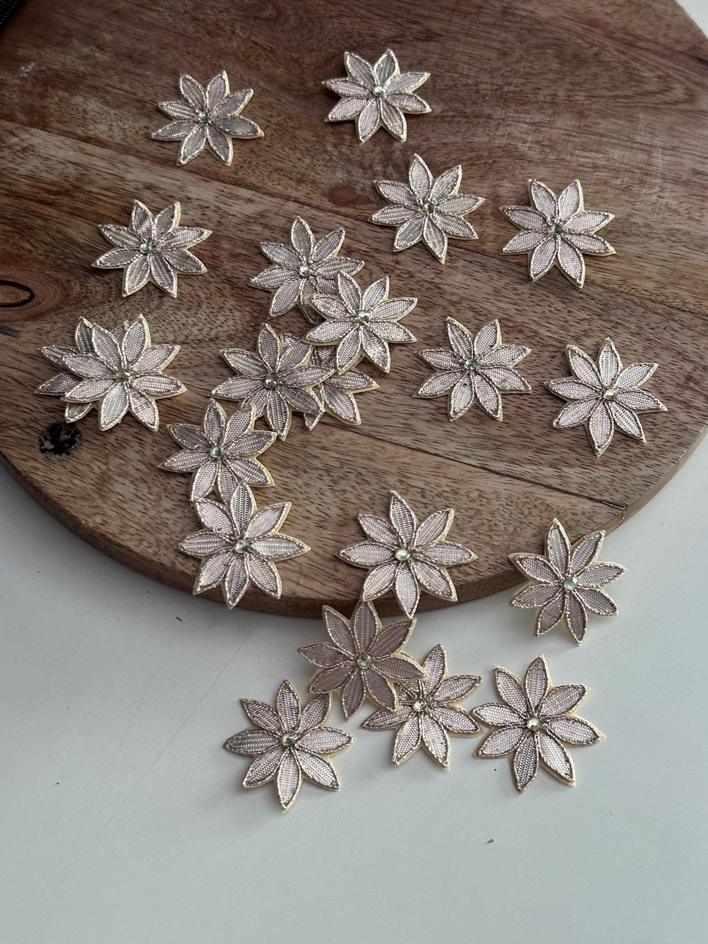 Gold Gota Trim Lace Flower Appliqué