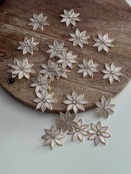 Gold Gota Trim Lace Flower Appliqué