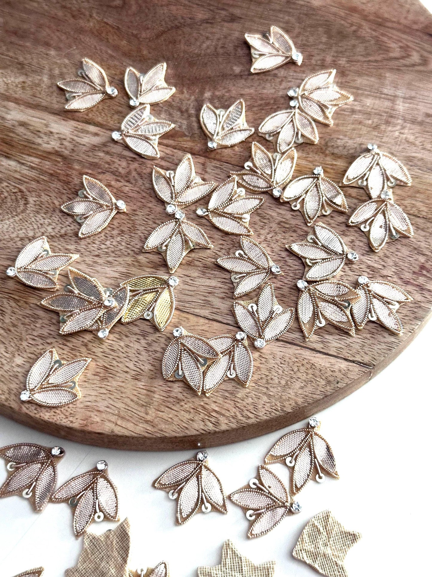 Gold Leaf Appliqué with Rhinestone