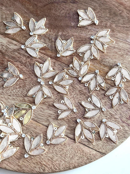 Gold Leaf Appliqué with Rhinestone