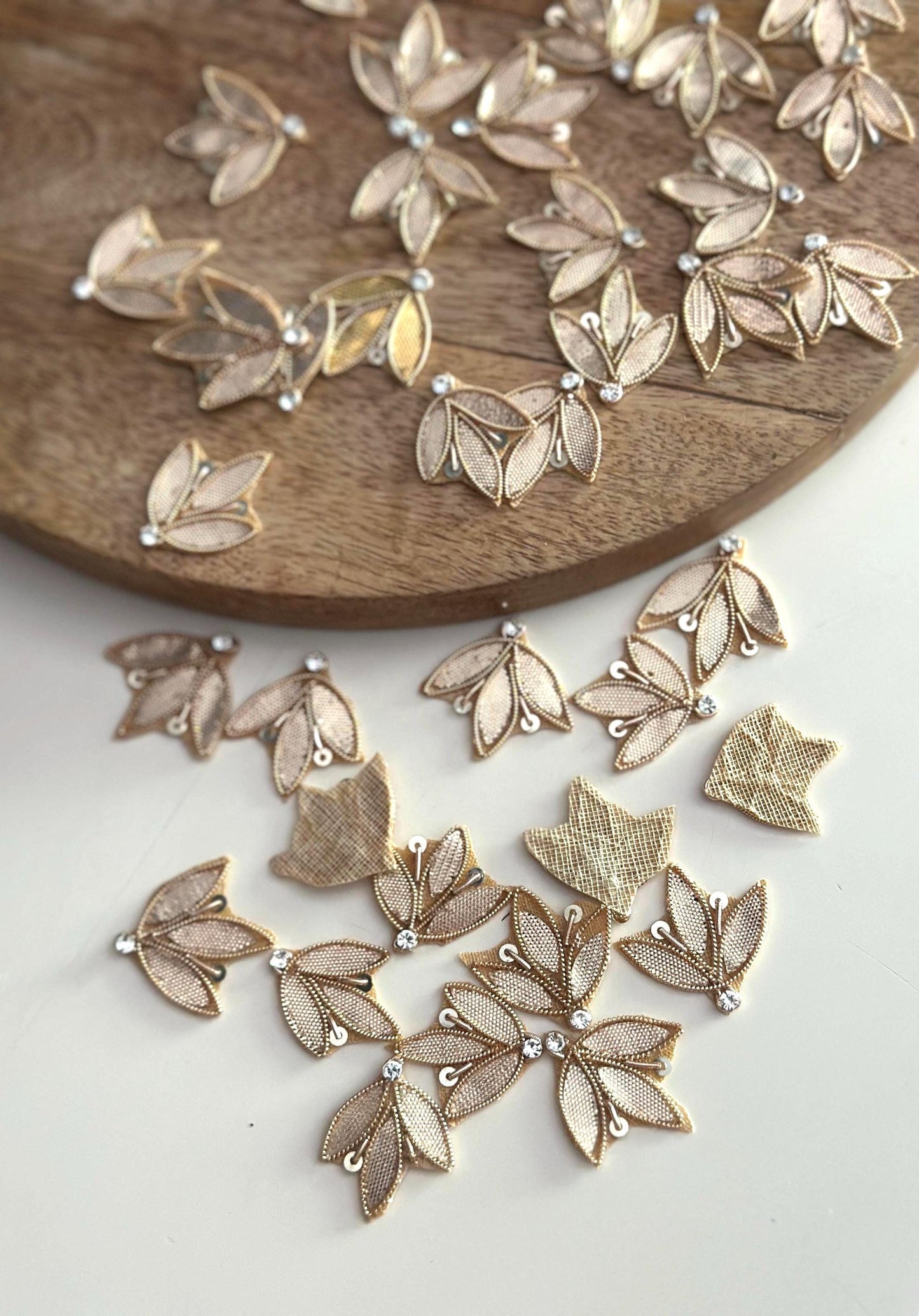 Gold Leaf Appliqué with Rhinestone