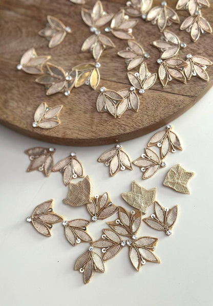 Gold Leaf Appliqué with Rhinestone