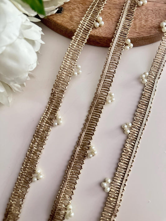 Gold Pearl Trim Handmade Embellishment Jewelry