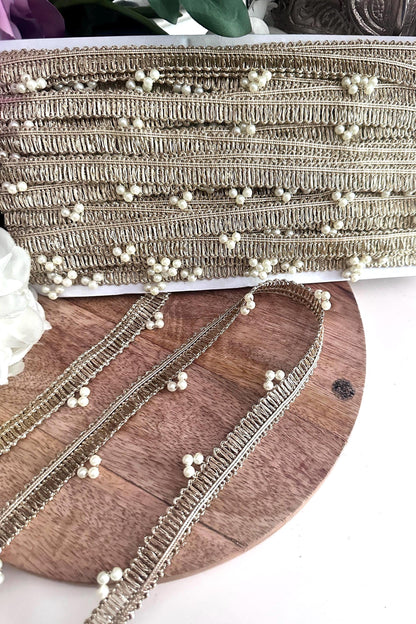 Gold Pearl Trim Handmade Embellishment Jewelry