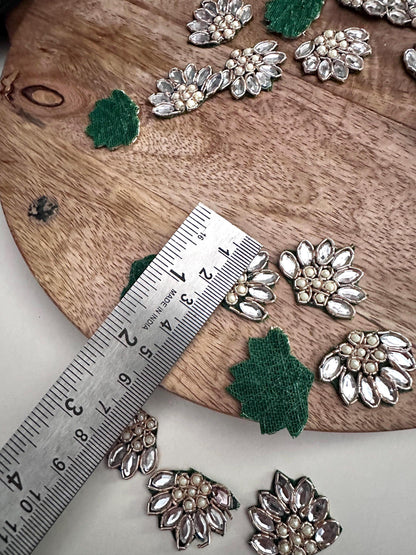 Handmade Kundan Floral Crystal Bead Applique