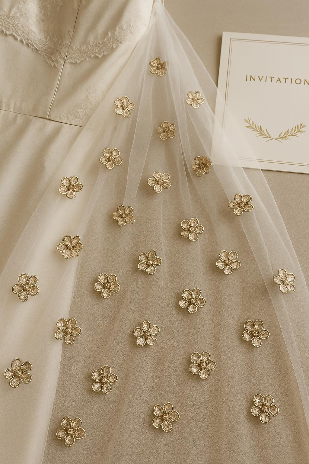 Gold Metallic Flower Appliqués