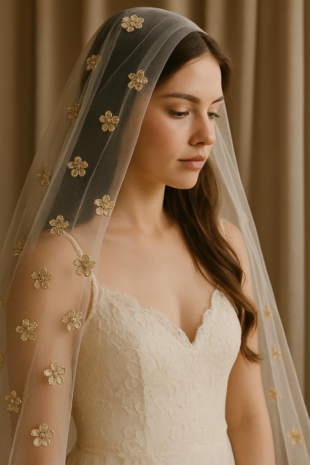 Gold Metallic Flower Appliqués