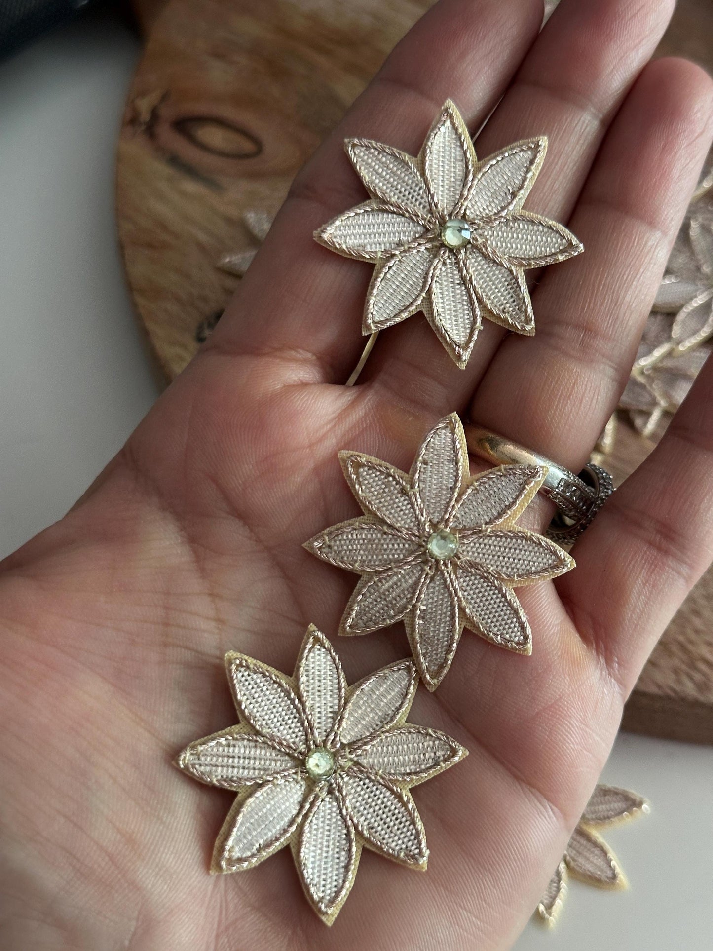 Gold Gota Trim Lace Flower Appliqué