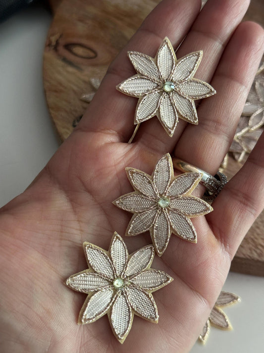 Gold Gota Trim Lace Flower Appliqué