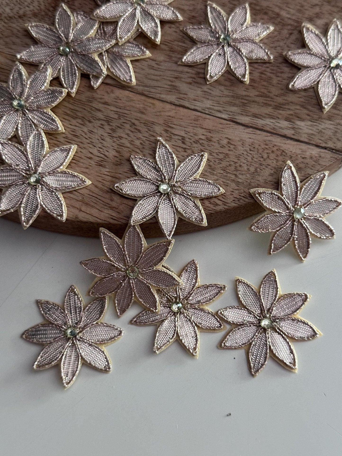 Gold Gota Trim Lace Flower Appliqué