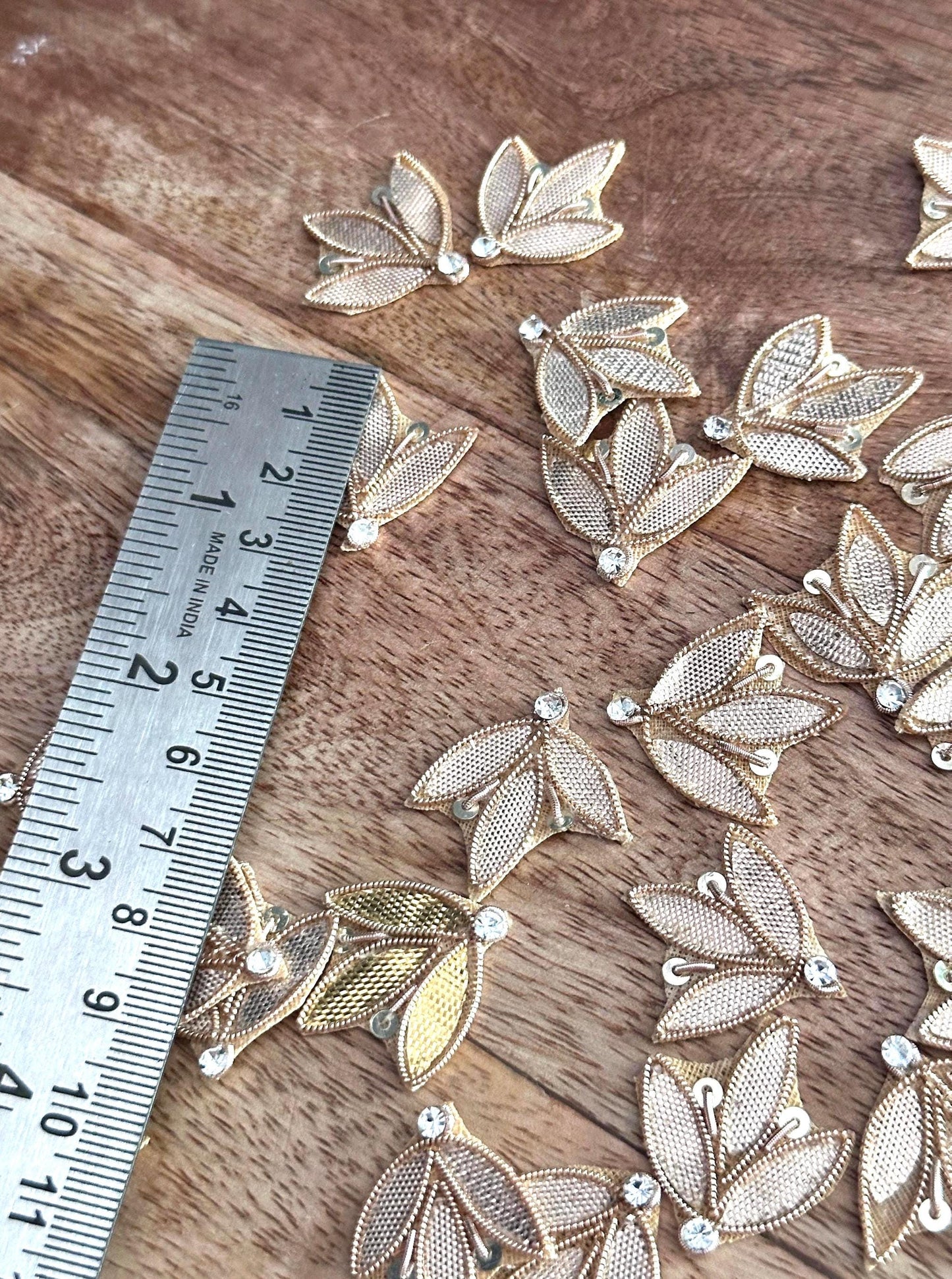 Gold Leaf Appliqué with Rhinestone