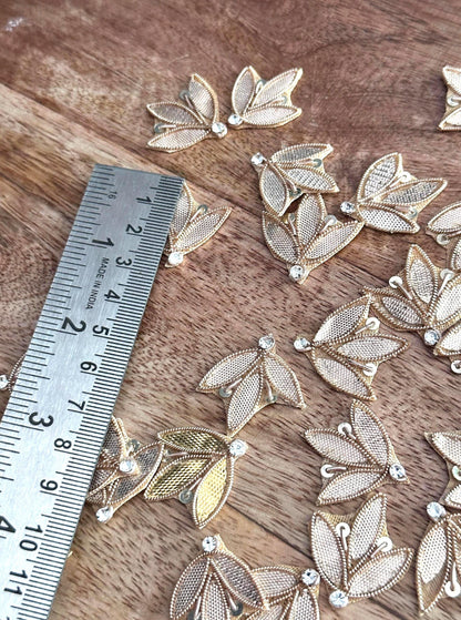 Gold Leaf Appliqué with Rhinestone