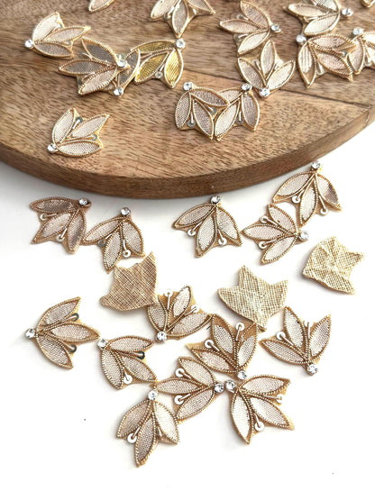 Gold Leaf Appliqué with Rhinestone
