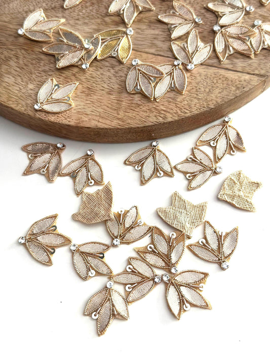 Gold Leaf Appliqué with Rhinestone
