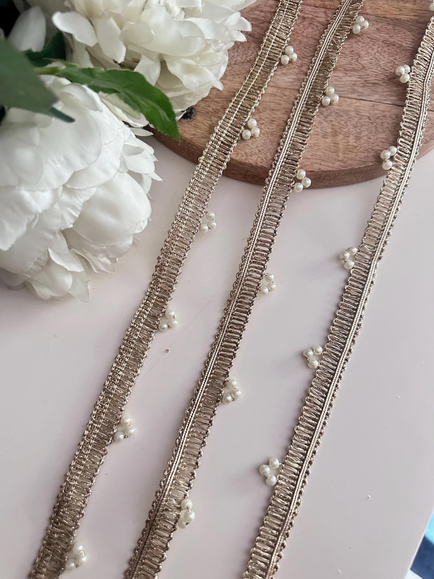 Gold Pearl Trim Handmade Embellishment Jewelry