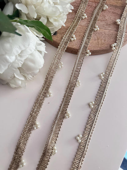 Gold Pearl Trim Handmade Embellishment Jewelry