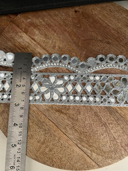 Silver Mirror Heart Choker Boho Bridal Rave Costume Trim