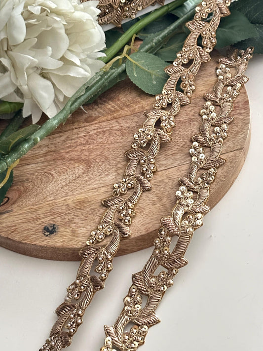 Handmade Gold Embroidered Lace Trim