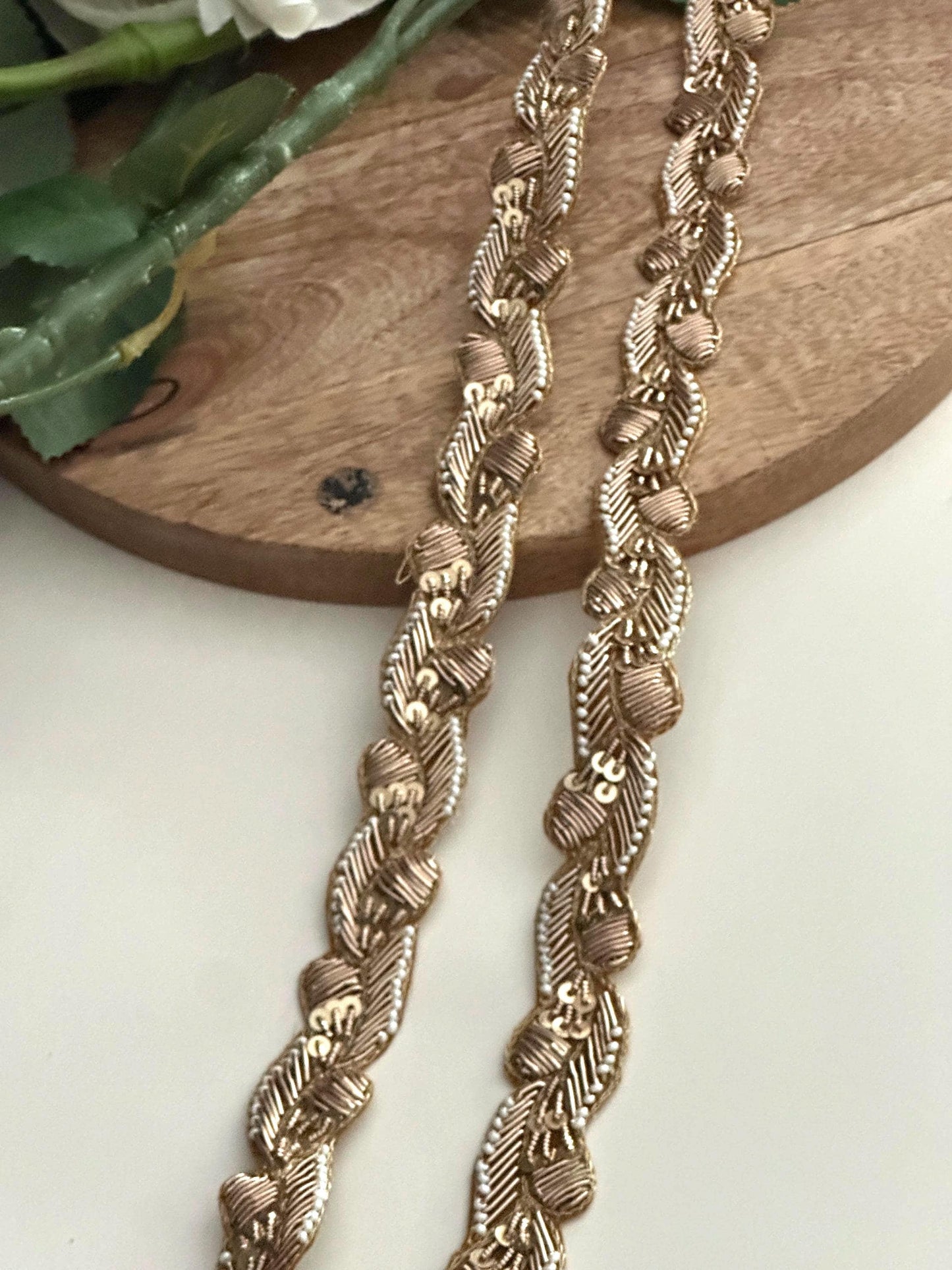 Handmade Gold Zardozi Dabka Trim: Indian Bridal Couture Lace
