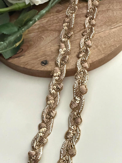 Handmade Gold Zardozi Dabka Trim: Indian Bridal Couture Lace