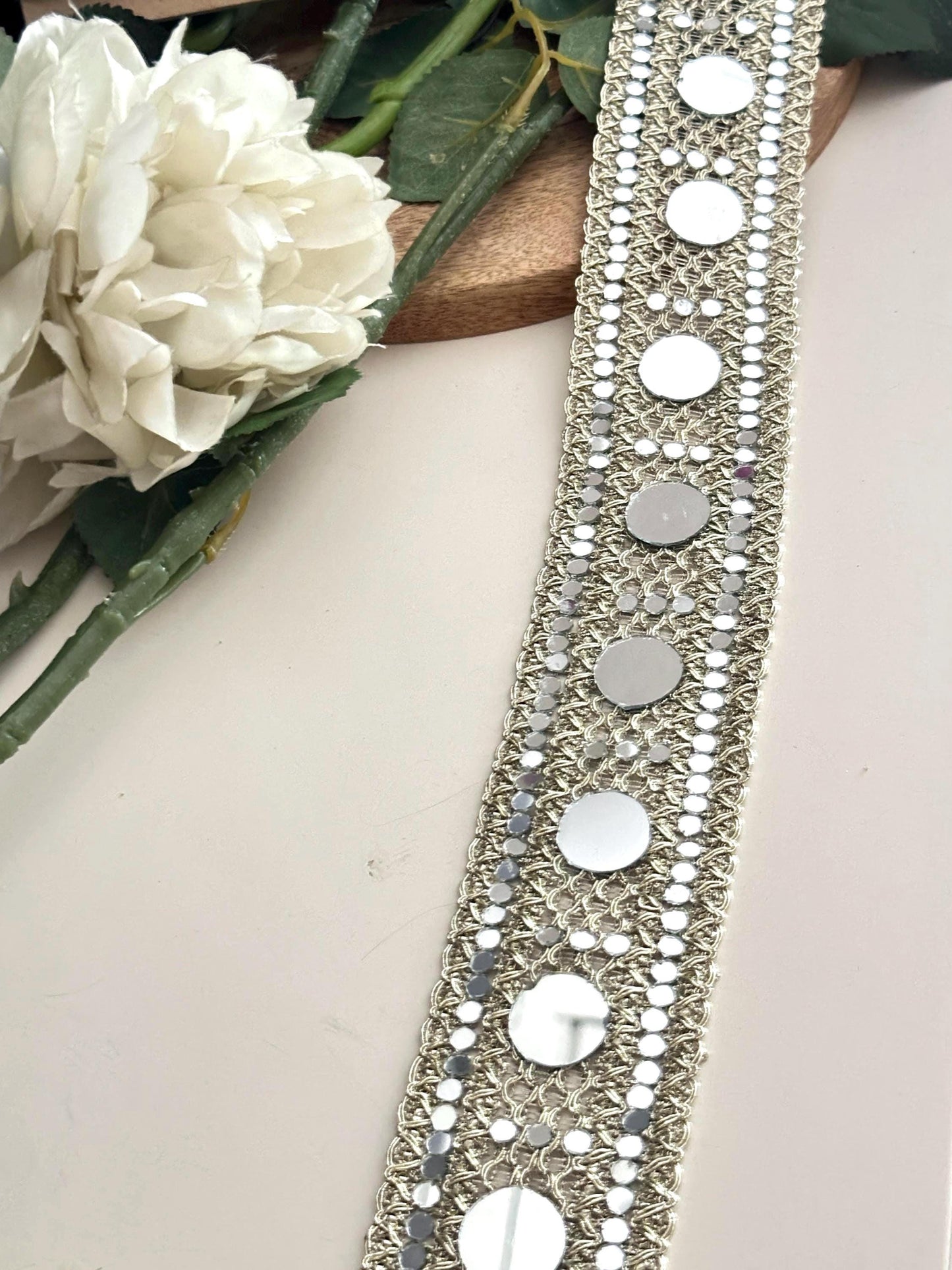 Pale Gold Mirror Trim Ribbon Couture Accessories