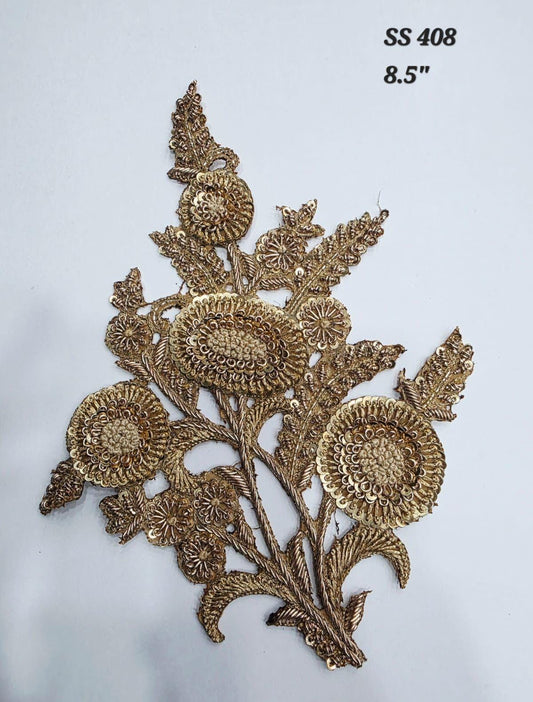 Gold Floral Zardozi Applique