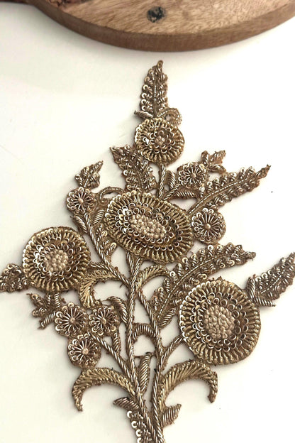Gold Floral Zardozi Applique
