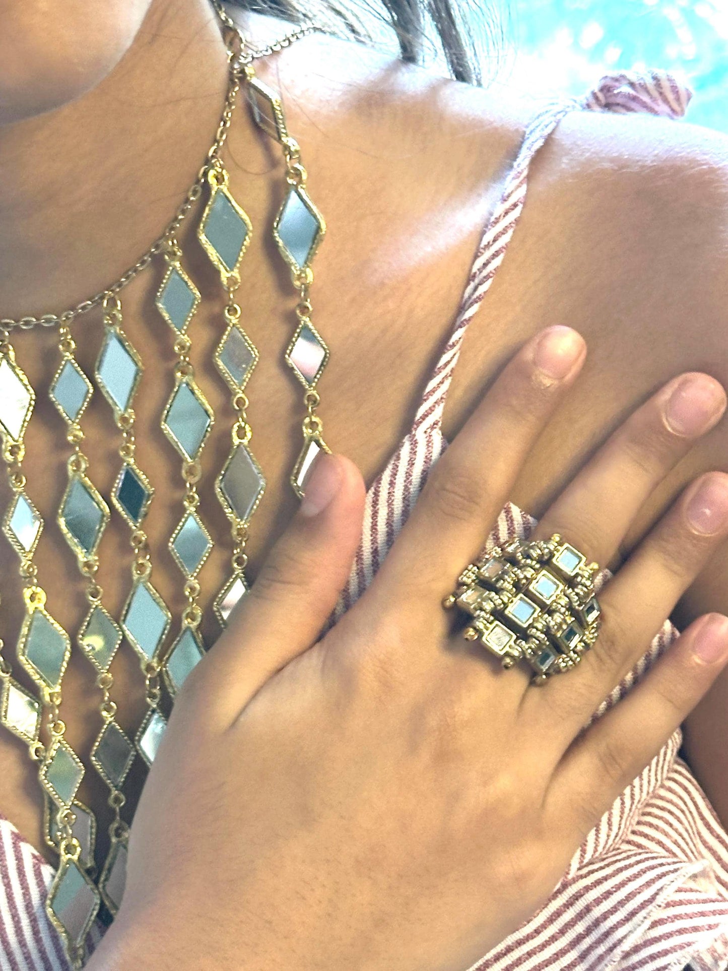 Kundan Mirror Statement Ring