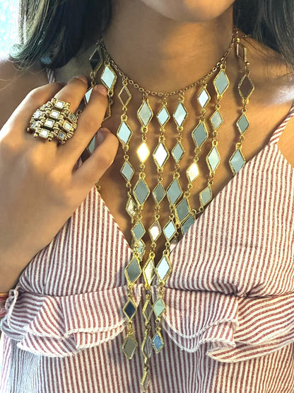 Kundan Mirror Statement Ring