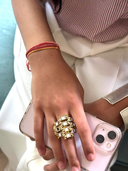 Kundan Mirror Statement Ring