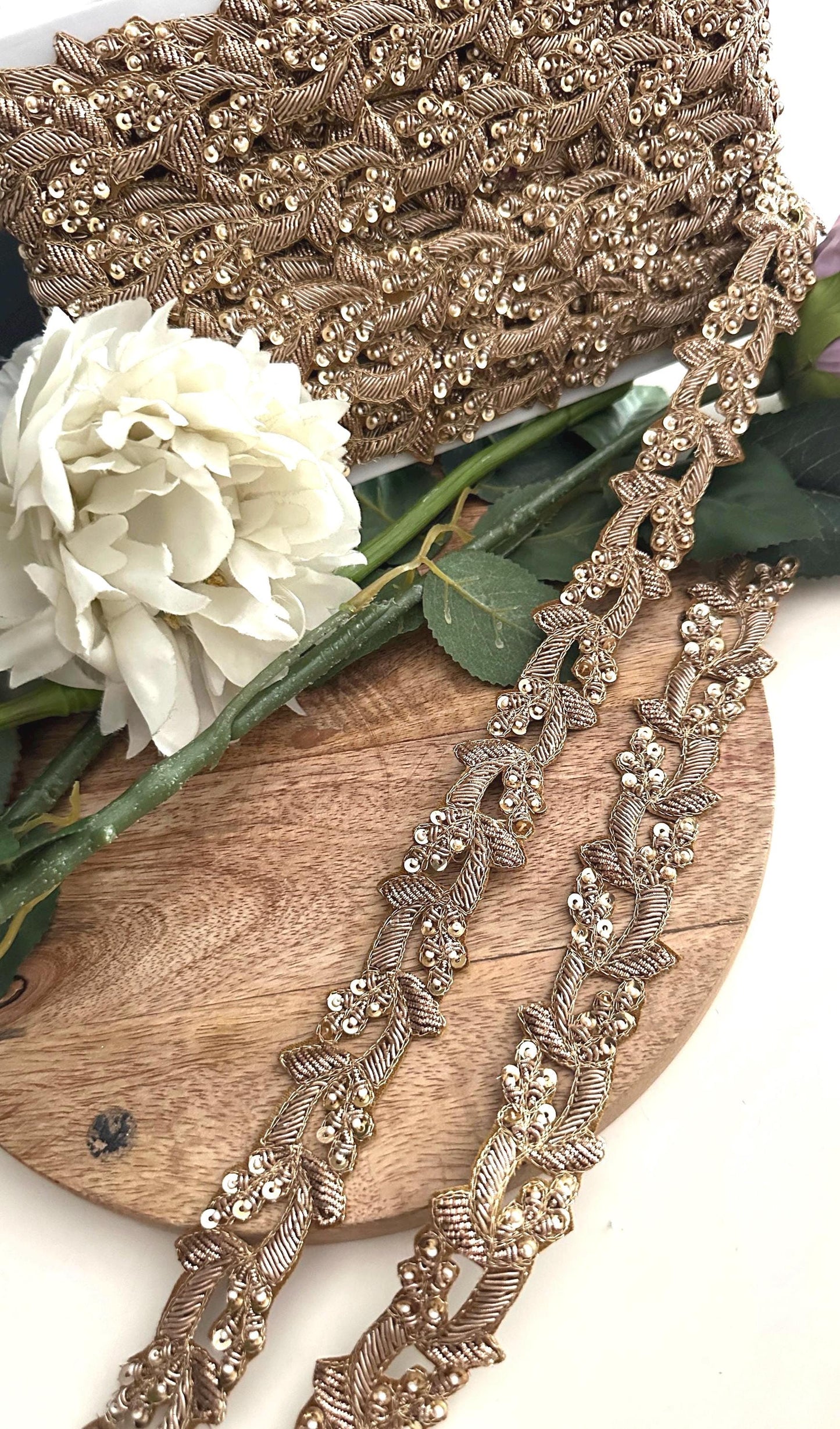 Handmade Gold Embroidered Lace Trim