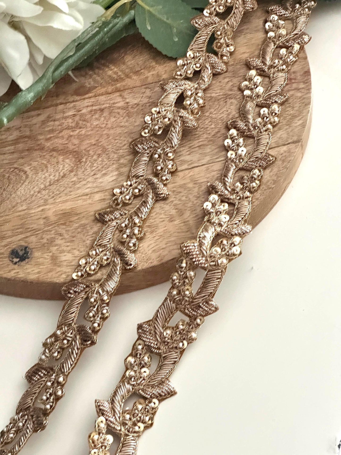 Handmade Gold Embroidered Lace Trim