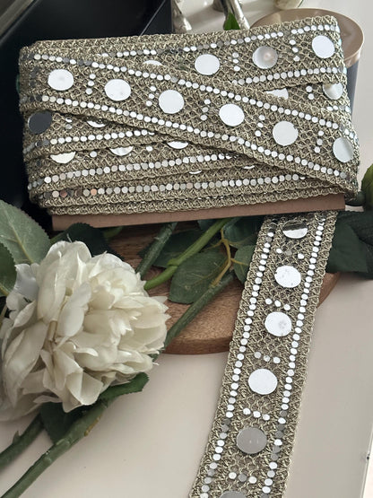 Pale Gold Mirror Trim Ribbon Couture Accessories