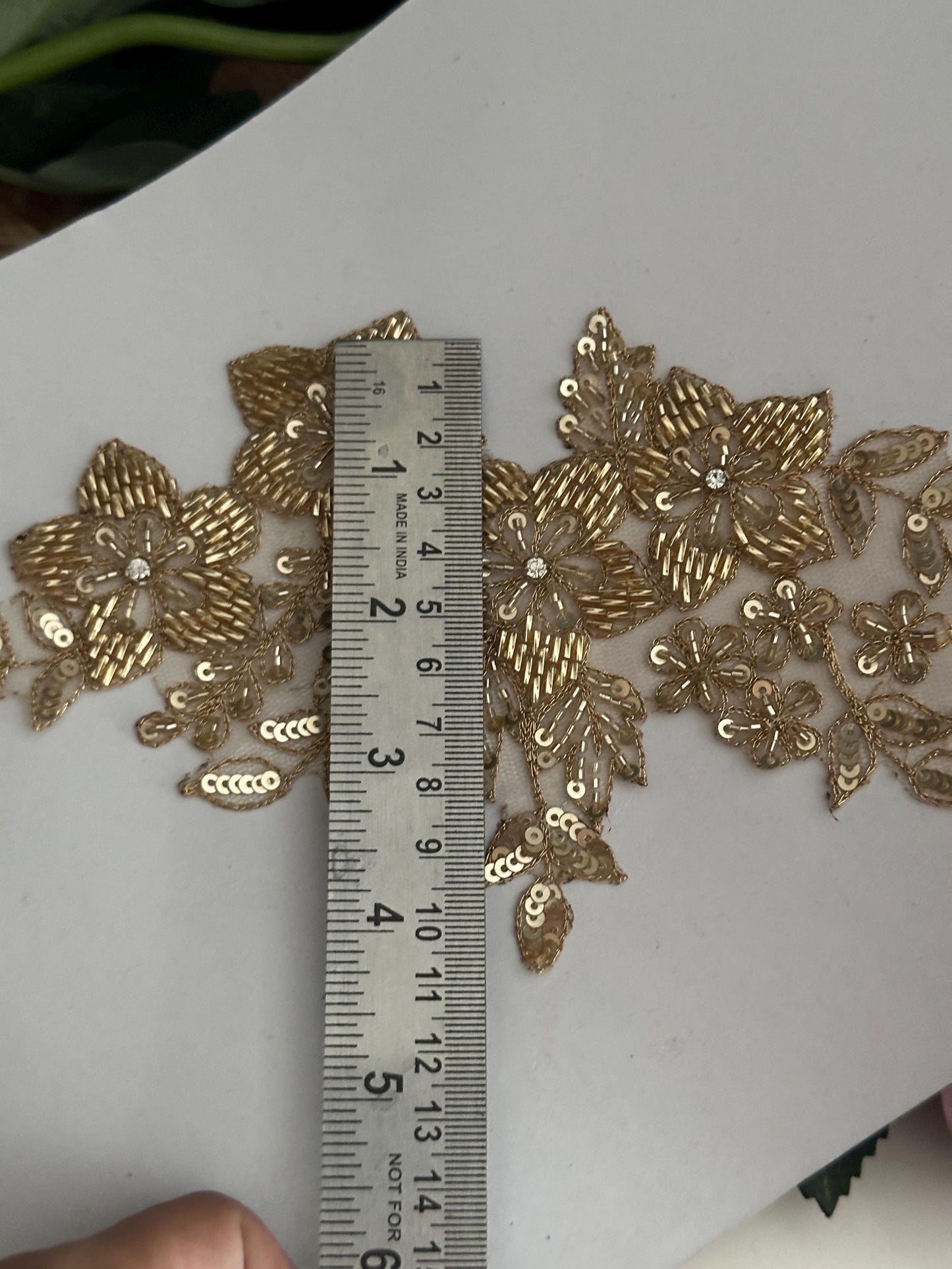 Golden Sequin Floral Applique Patch