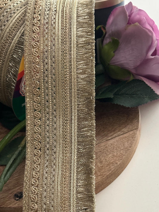 Wide Golden Zari Border Trim